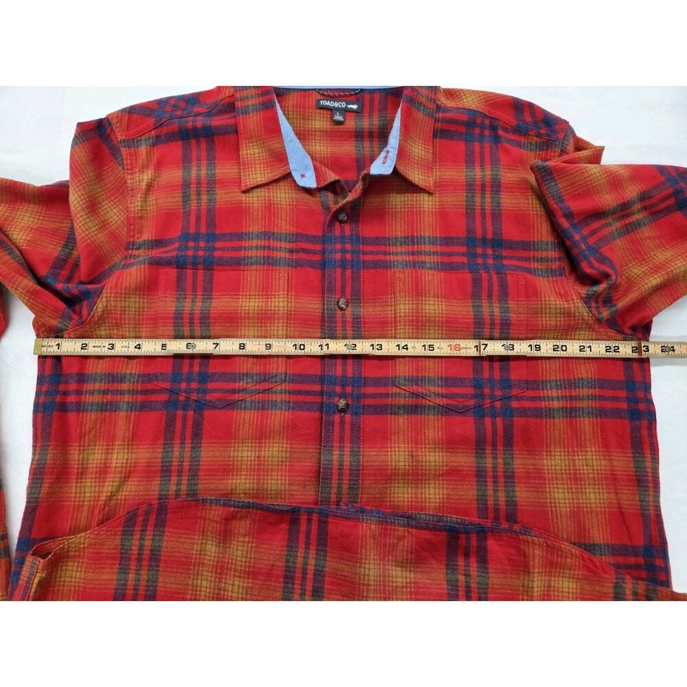 Toad & Co Flannagan LS Shirt Men’s Large Red Plaid Organic Cotton Button Up... - Picture 7 of 9